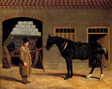 John Frederick Herring Sr Painting - A Cart Horse And Driver Outside A Stable Herring Snr John Frederick horse